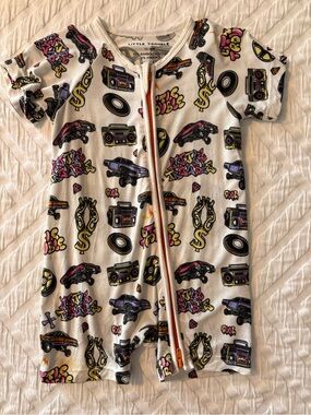 Little Trouble 90’s print shorty romper 12-18 month